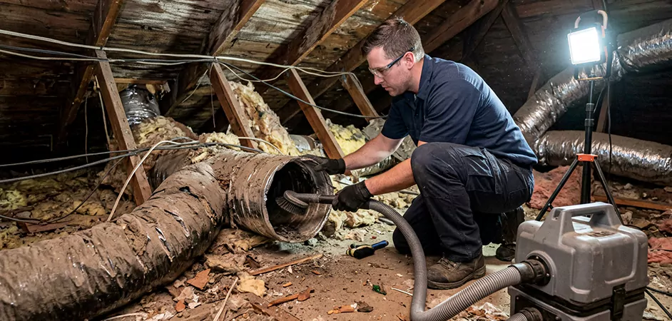 Storm-Damaged Attic Duct Cleaning in Sweetwater